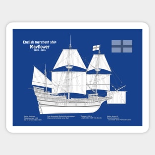 Mayflower plans. America 17th century Pilgrims ship - ABDpng Sticker